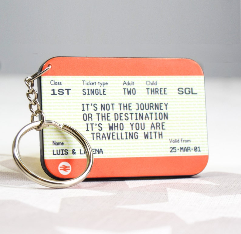 Personalised Keyring, Train Ticket, Keychain, Personalised Valentine's Gift, Valentine's Day, Anniversary Gift, Travel Quote, Love Quote image 3