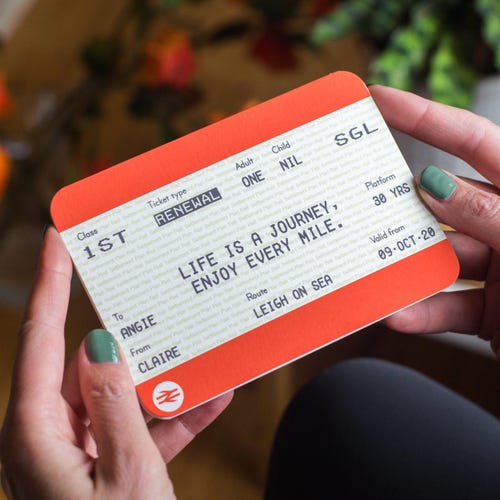Carte d'anniversaire de billet de train personnalisé, billet de train, carte d'anniversaire, carte d'anniversaire personnalisée, billet de train personnalisé, carte de voeux