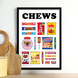 Choose Love Graphic Print, Kitchen Wall Art Print, Illustrated Kitchen Print, Fun Kitchen Decor, Graphic Kitchen Art, Bright Wall Art