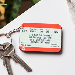 Personalised Keyring, Train Ticket, Keychain, Personalised Valentine's Gift, Valentine's Day, Anniversary Gift, Travel Quote, Love Quote image 4