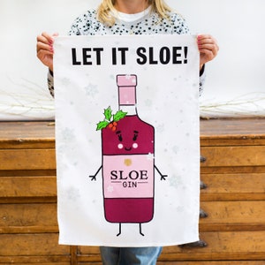 Sloe Gin Christmas Tea Towel, Sloe Gin, Christmas Tea Towel, Sloe Gin Lover, Kitchen Towel, Christmas Dish Cloth, Sloe Gin Gift image 2