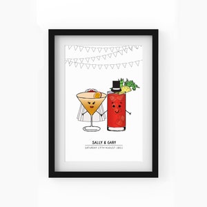 Personalised Bride & Groom Print, Personalised Drinks Print, Personalised Wedding Gift, Wedding Print, Wedding Present, Gift for Wedding image 1