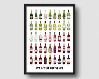 Wine Montage, Wine Print, Wine Wall Art, Wine Gift, Bar Poster, Wine Poster, Wine Lover Gift, Wine Wall Decor, Wine Illustration, Wine Decor