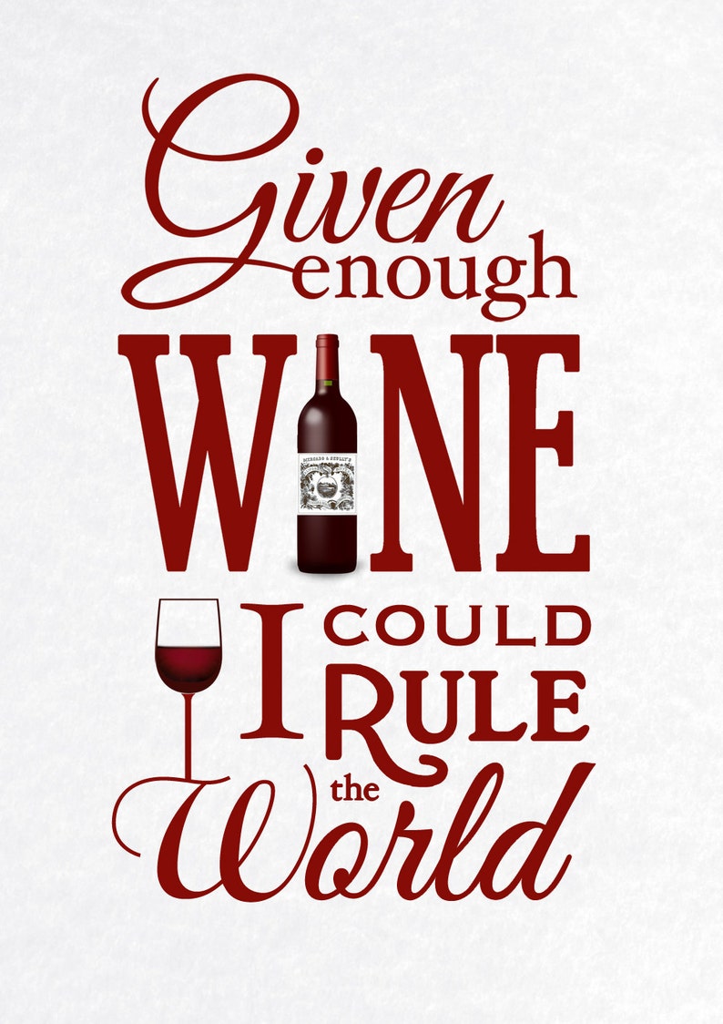 Wine Wall Art Wine Print Typographic Print Wine Decoration Etsy