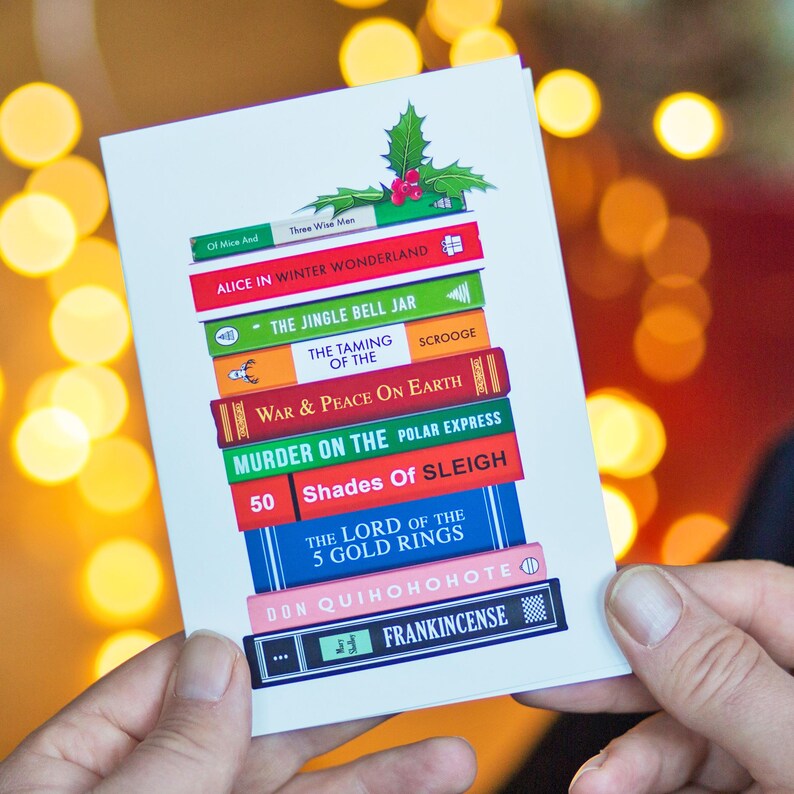Funny Book Themed Christmas Card, Funny Book Titles Christmas Card