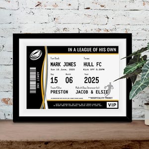 Personalised Rugby Ticket for Dad, Personalised Rugby Print, Gift for Dad, Fathers Day Gift, Personalised Rugby Ticket, Dad Birthday