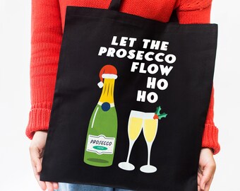 Prosecco Tote Bag, Christmas Tote Bag, Prosecco Secret Santa Gift, Christmas Shopping Bag, Christmas Shopper, Prosecco, Holiday Gift
