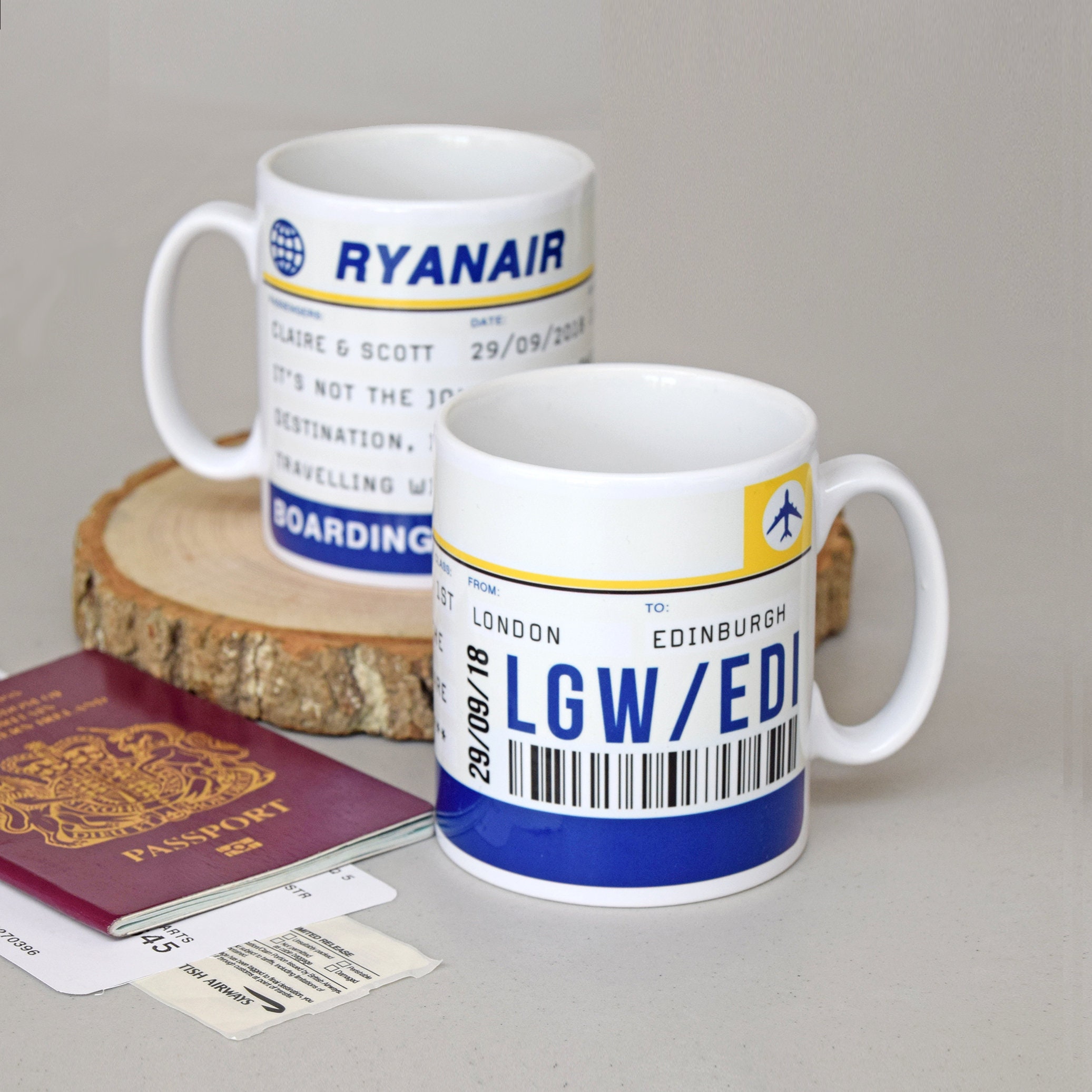 Personalised Boarding Pass Mug Personalised Mug Travel