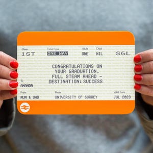 Personalised Graduation Card, Personalised Train Ticket Card for Graduate, Congratulations On Your Graduation Card
