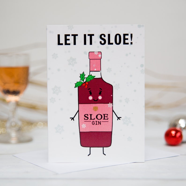 Sloe Gin Weihnachtskarte Gin Karte Sloe Gin Urlaub Karte | Etsy