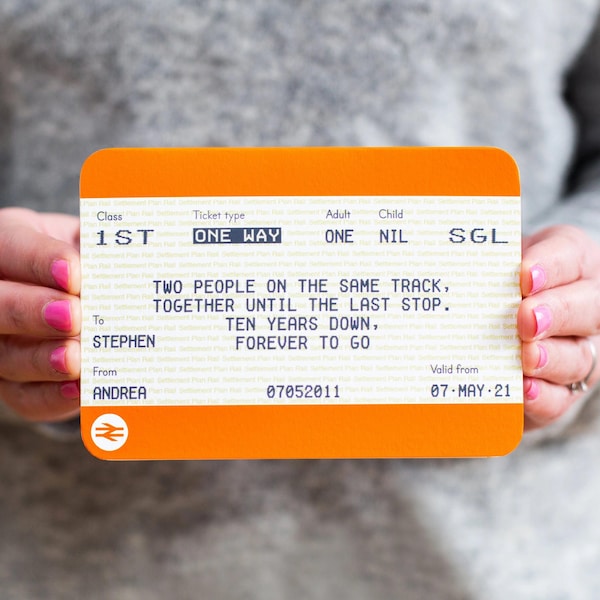 Carte d'anniversaire de billet de train personnalisée, Carte d'anniversaire personnalisée, Carte d'anniversaire personnalisée, Billet de train personnalisé