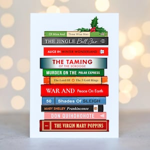 Funny Book Themed Christmas Card, Literary Puns Christmas Card, Bookish Holiday Card image 1