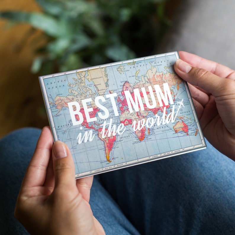 Best Mum in the World Card, World Map Card for Mum, World Map Mother's ...
