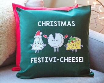 Funny Cheese Christmas Cushion, Christmas Decor, Christmas Cushions, Christmas Cushion Cover, Sofa Cushion, Christmas Pillow, Cheese Lover