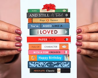 Carte d'anniversaire drôle de jeux de mots, carte d'anniversaire drôle de livre sur le thème, carte d'anniversaire pour un amoureux des livres, carte d'anniversaire littéraire