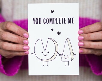 Funny Cheese Valentine's Card, You Complete Me Valentines Card, Card for a Cheese Lover, Boyfriend Card, Girlfriend Card, Husband Card