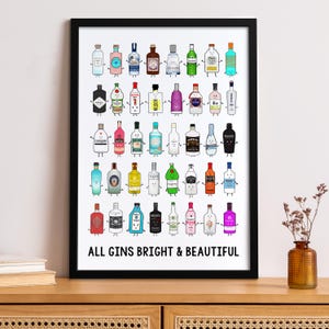 Gin Montage, Gin Print, Gin Wall Art, Gin Gift, Graphic Poster, Gin Poster, Gin Lover Gift, Gin Wall Decor, Gin Illustration, Gin Decor