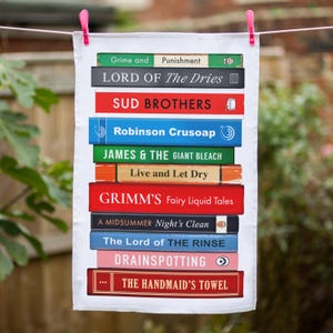 Funny Literary Tea Towel Gift For Book Lovers, Bookish Tea Towel for Readers