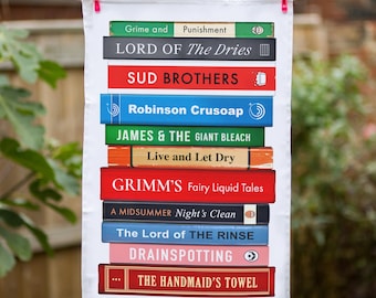 Funny Literary Tea Towel Gift For Book Lovers, Bookish Tea Towel for Readers