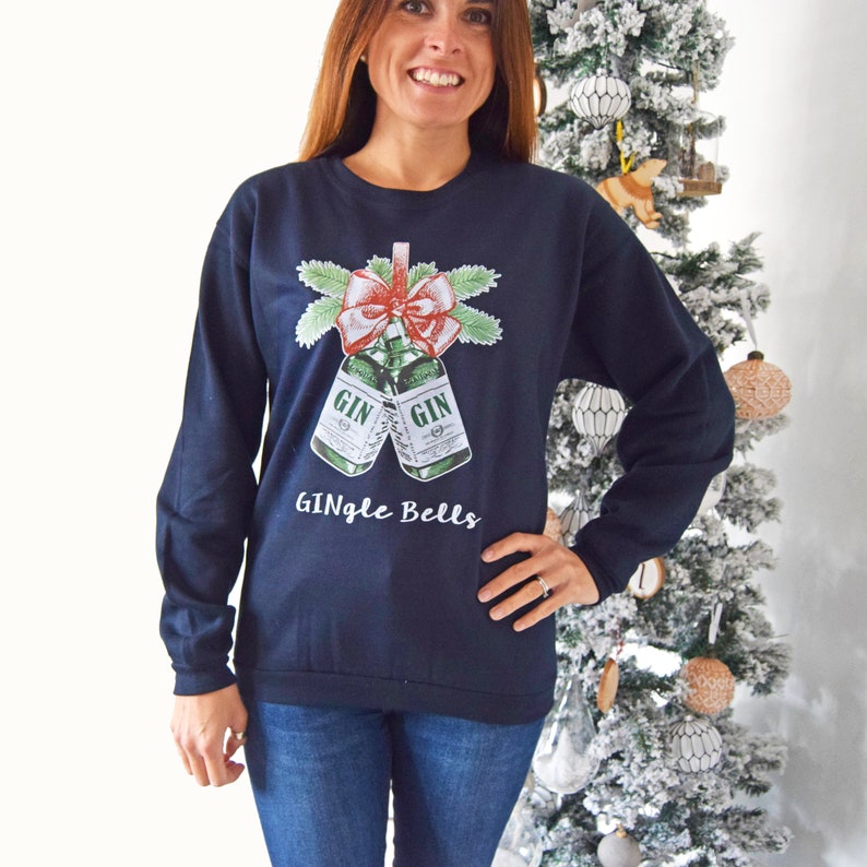 Gingle Bells®, Christmas Jumper, Gin Sweatshirt, Gin, Xmas Jumper, Unisex Christmas Jumper, Womens Christmas Jumper, Mens Christmas Jumper image 2