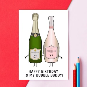 Prosecco Birthday Card, Friendship Birthday Card, Birthday Card, Prosecco Birthday, Best Friend Card, Card for Friend, Prosecco Lover