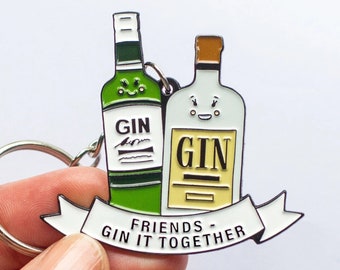 Gin It Together Friendship Keyring, Gin Keychain Gift For Friend, Gin Bag Charm, Gin Best Friend Gift, Gin Lover Gift, Bag Charm For Friend