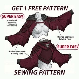 Batwing Hooded Shawl Pattern Digital Download Modern Oversized Wrap Knit Sewing PDF