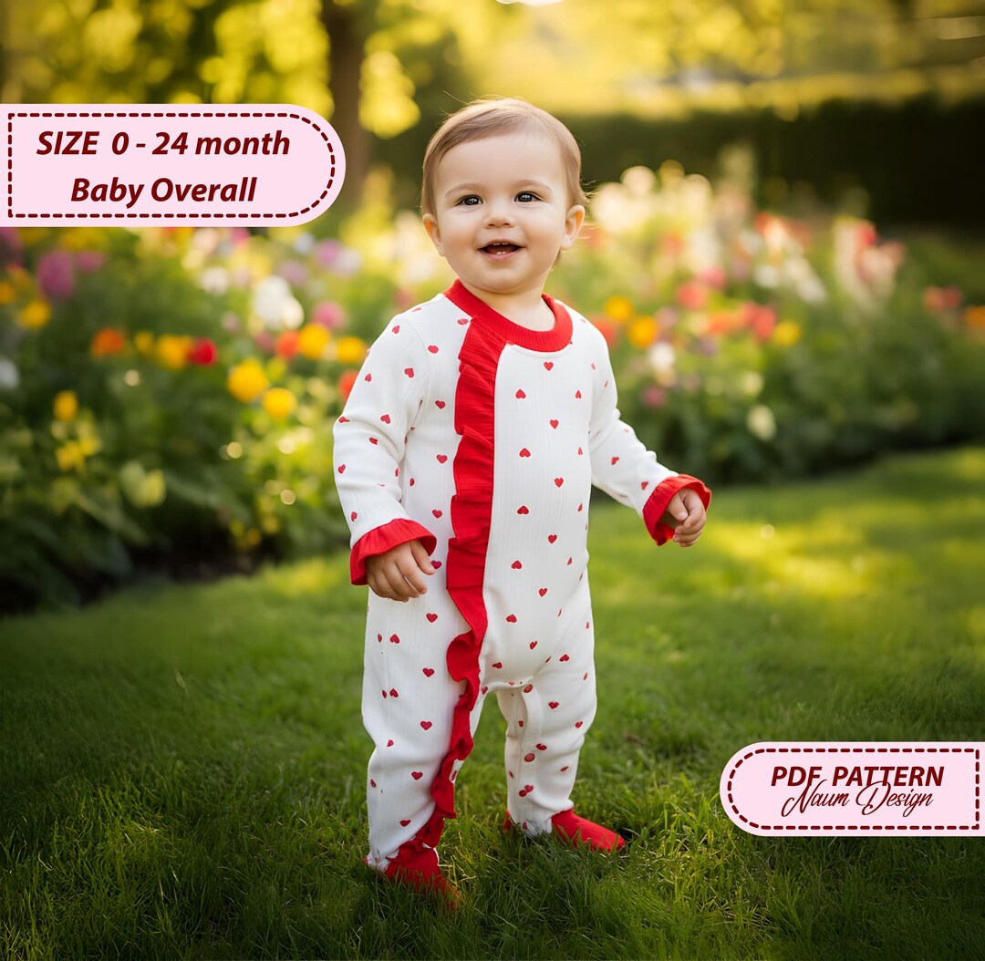 Footed Baby Romper Sewing PDF | Overall With Snaps & Ruffle | Instant ...