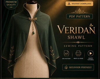 Elven Shawl Sewing Pattern PDF, Fantasy Cape Pattern, Medieval Renaissance Costume, Hooded Bonus