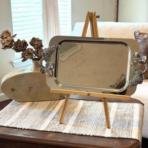 Godinger Silverplate Serving Tray with Grape Leaf Handles – Vintage Party Centerpiece