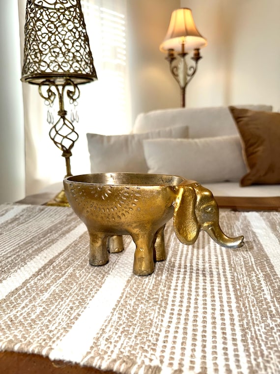 Elephant Planter Solid Cast Brass Metal Plant Pot for Succulents & Plants | Trinket Holder