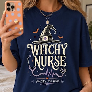 Witchy Nurse On Call For Boos Shirt, Halloween Nurse Witch Tee, Funny Nurse Gift T-Shirt