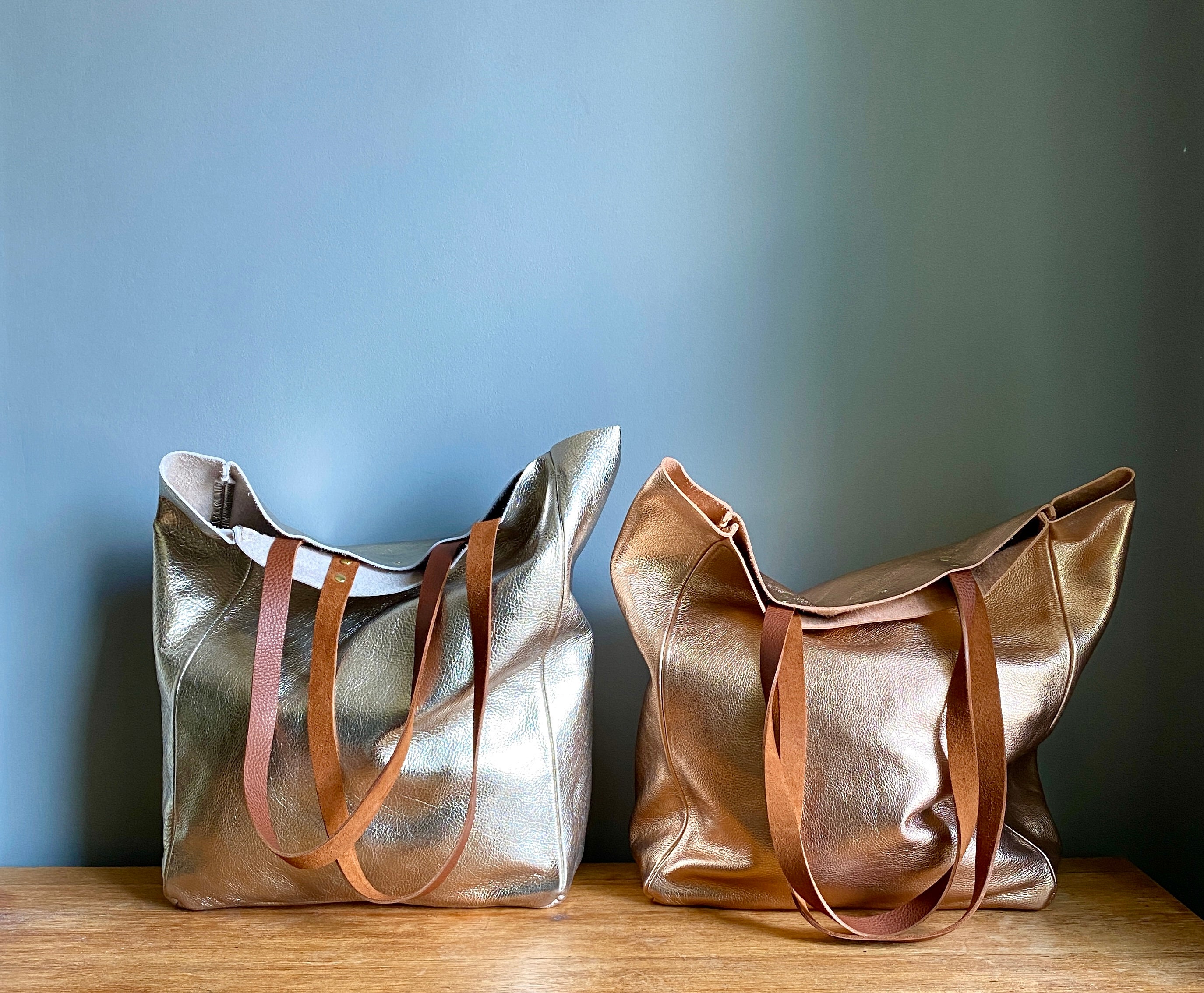 Large rose gold leather Hercules tote bag – Ginger and Brown