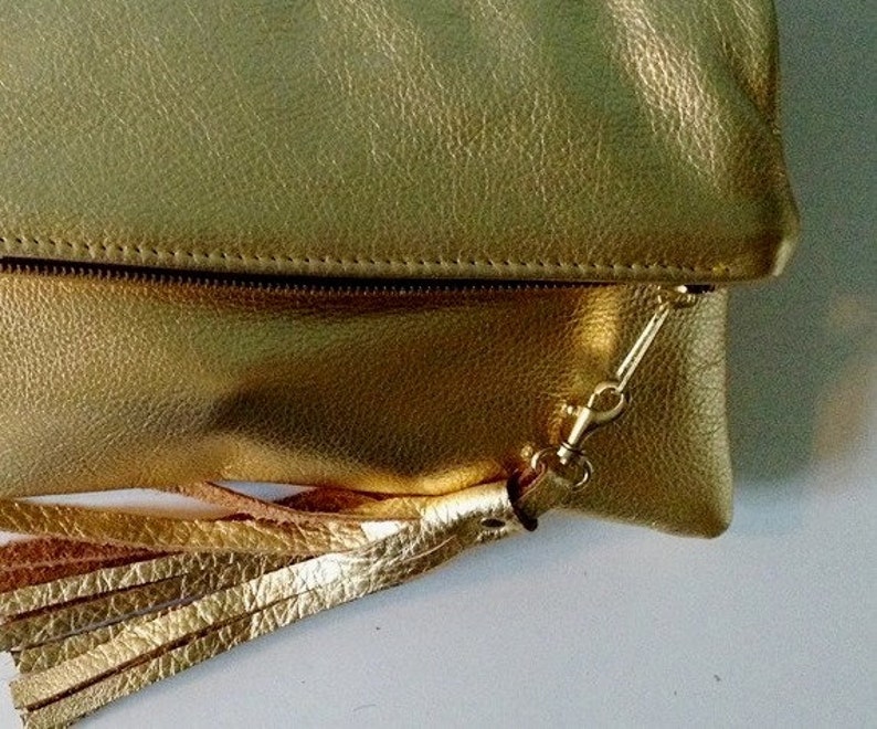 Gold leather clutch purse gold fold over clutch evening bag | Etsy