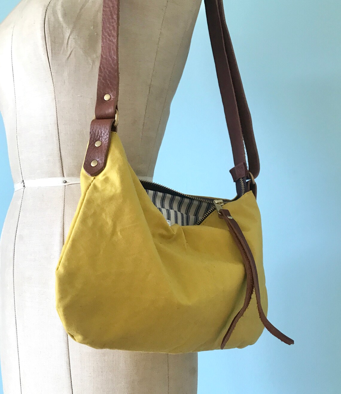 Crossbody Sweet Dumpling bag yellow waxed canvas crossbody / | Etsy