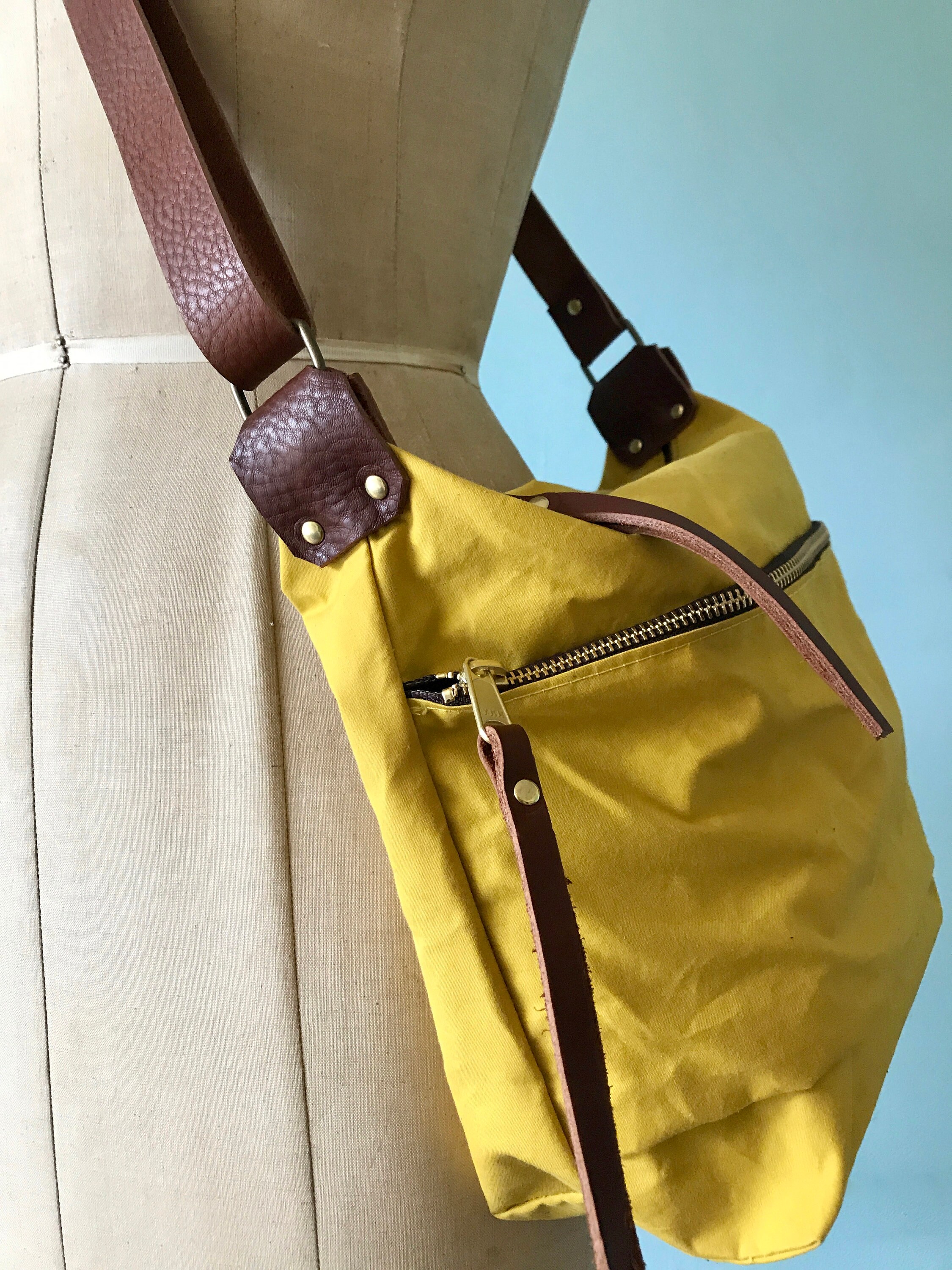 Bright Yellow Waxed Canvas Scout Bag Waterproof Messenger | Etsy UK