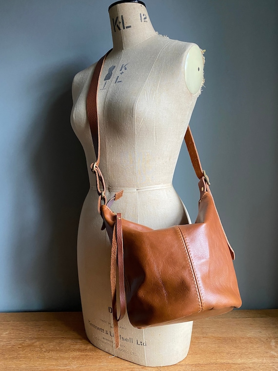 Brown Leather Bucket Bag, Mini Clarissa Bucket Bag, Brown Leather