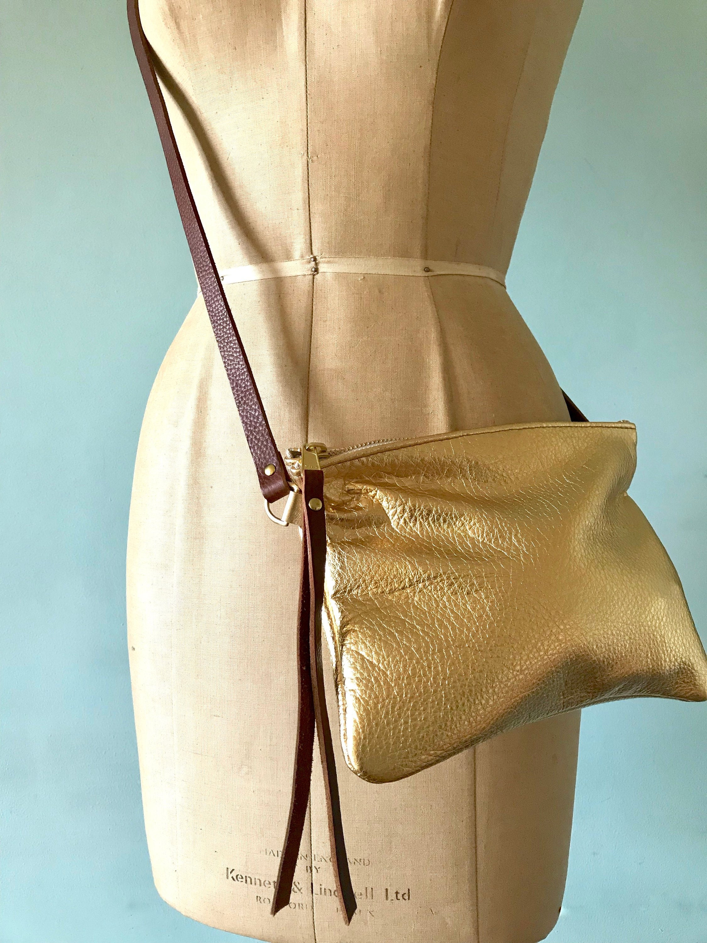 small gold leather handbag