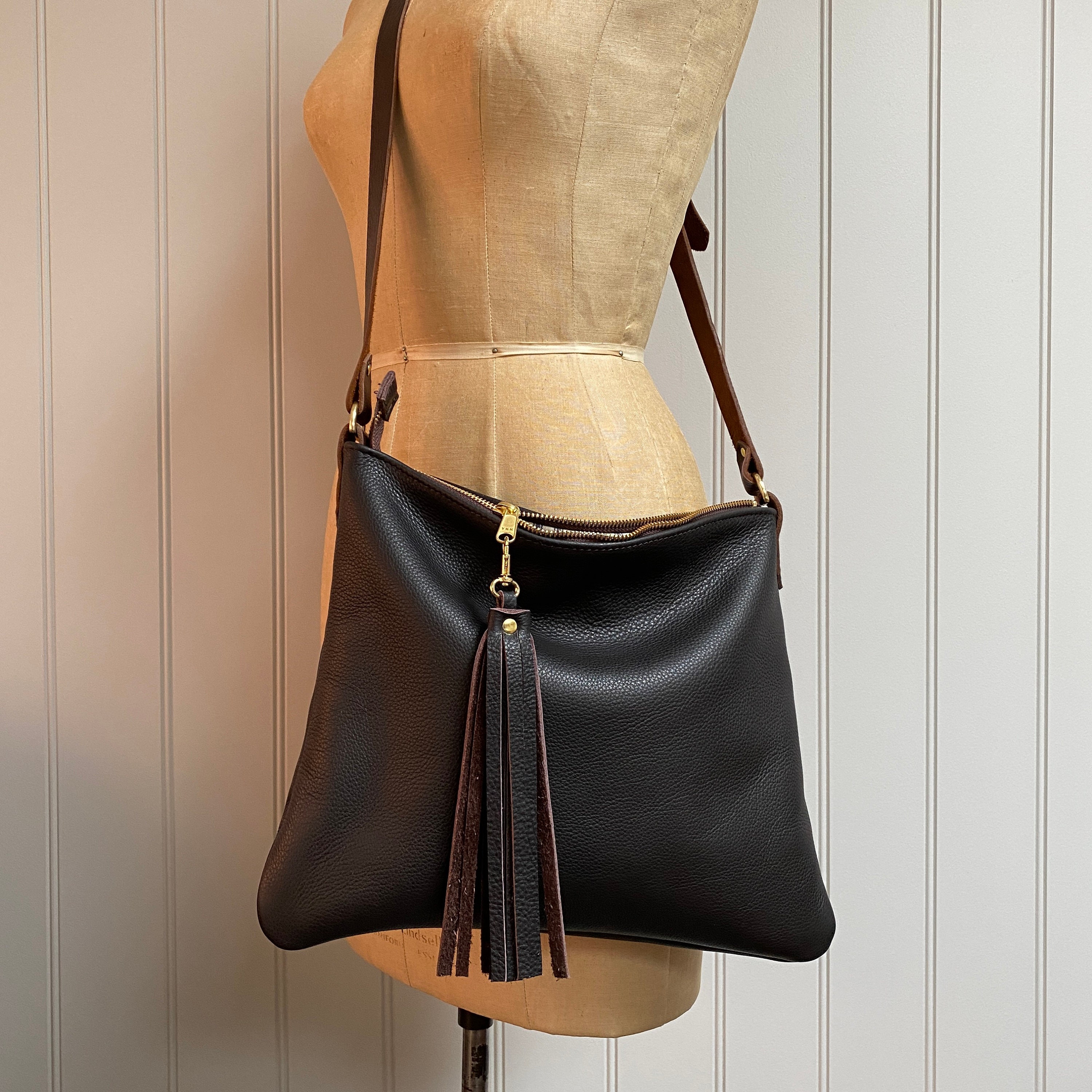 Dark brown leather handbag leather purse leather bag by Etsy