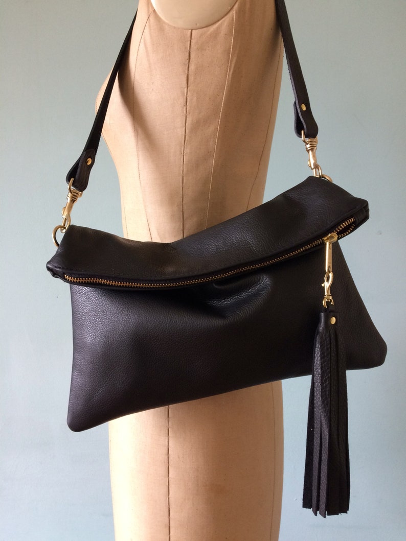 Black leather clutch leather purse black evening handbag | Etsy