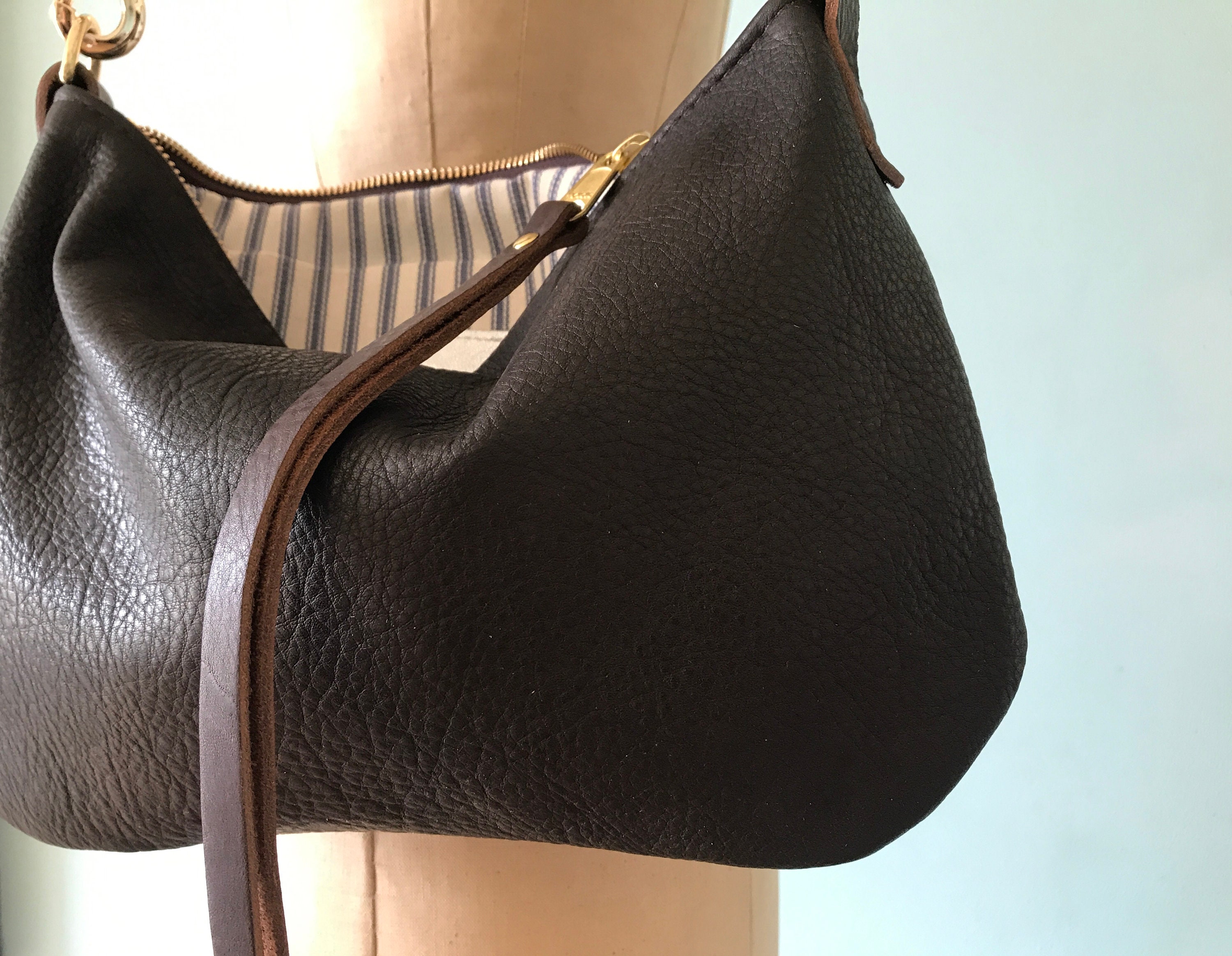 Brown leather sweet Dumpling handbag dark brown purse brown | Etsy