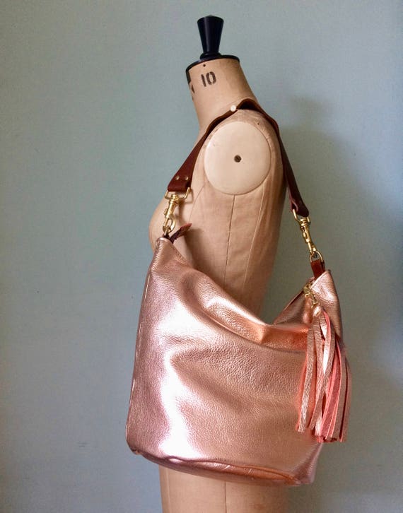 rose gold bucket bag