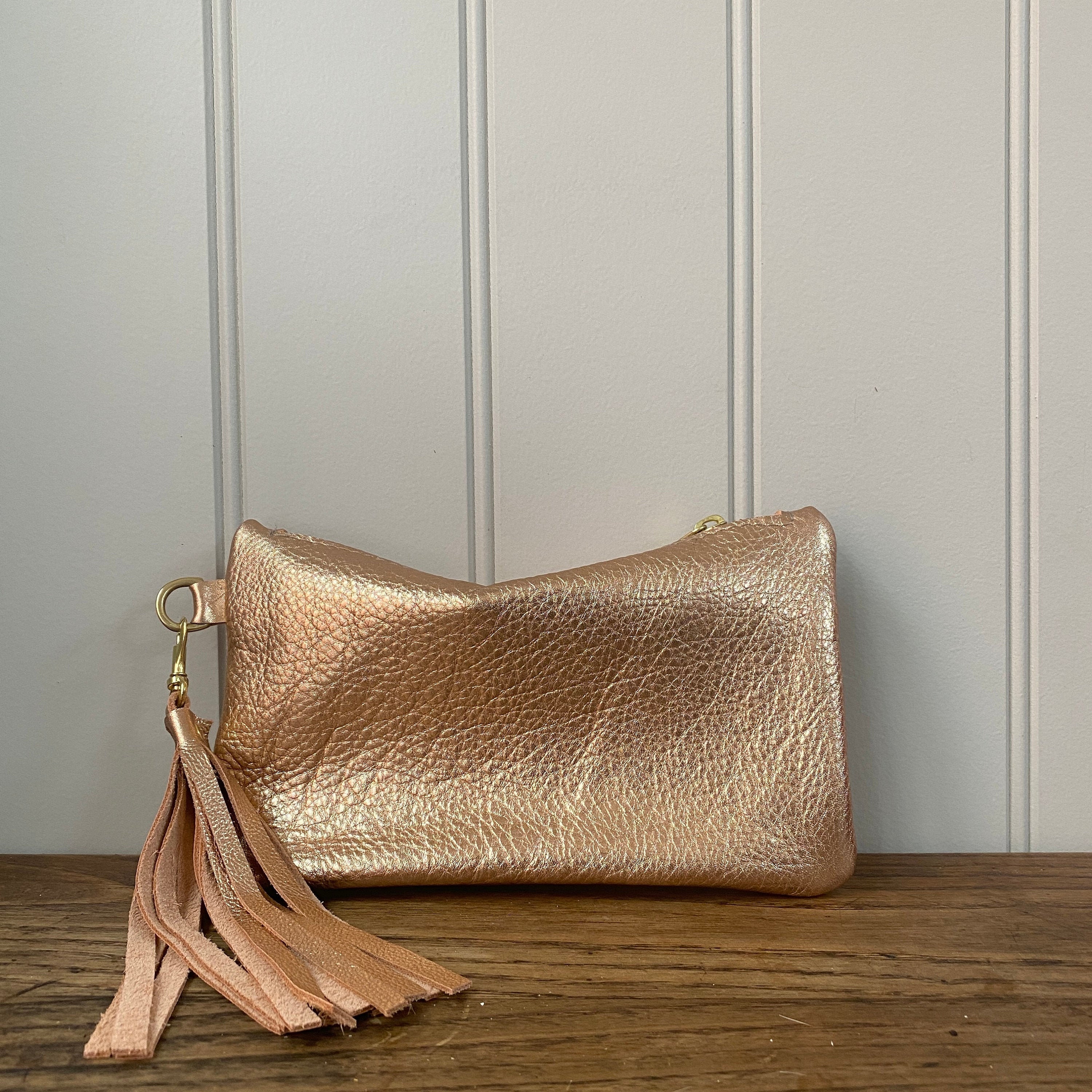 Rose Gold Leather Clutch Bag Thorpe Rose Gold Zipped Purse 