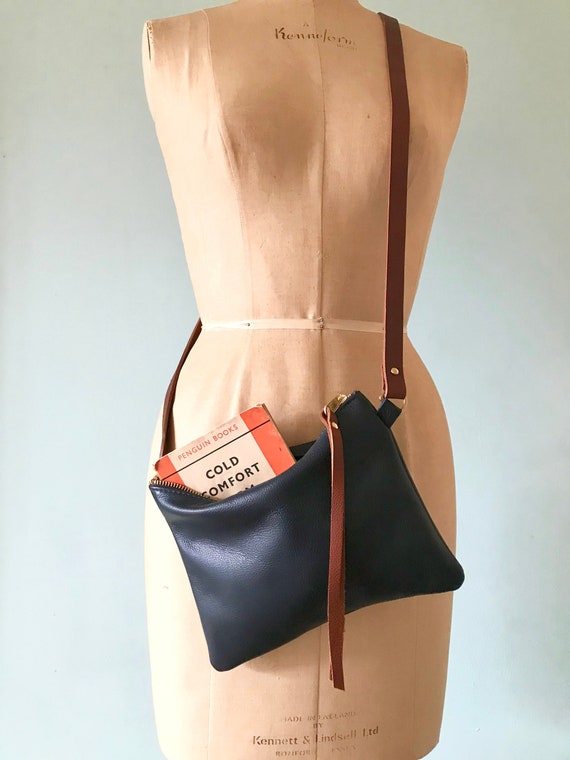 Blue Bag Dark Navy Leather Purse Handbag - Navy Blue Leather Purse Strap Blue Bag Dark Navy Leather Purse Handbag - Navy Blue Leather Purse Strap