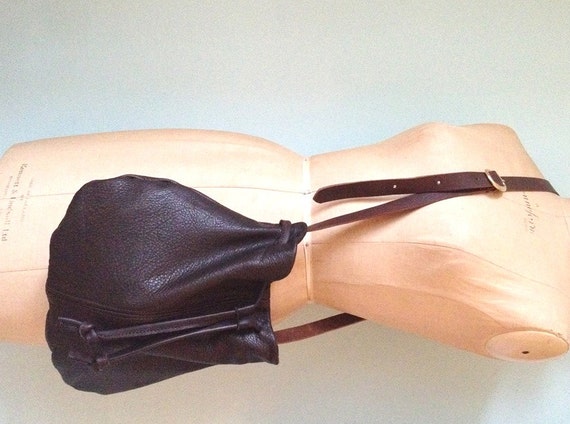 Brown bucket bag dark brown leather handbag purse | Etsy