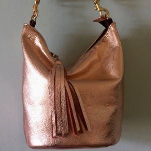 rose gold bucket bag