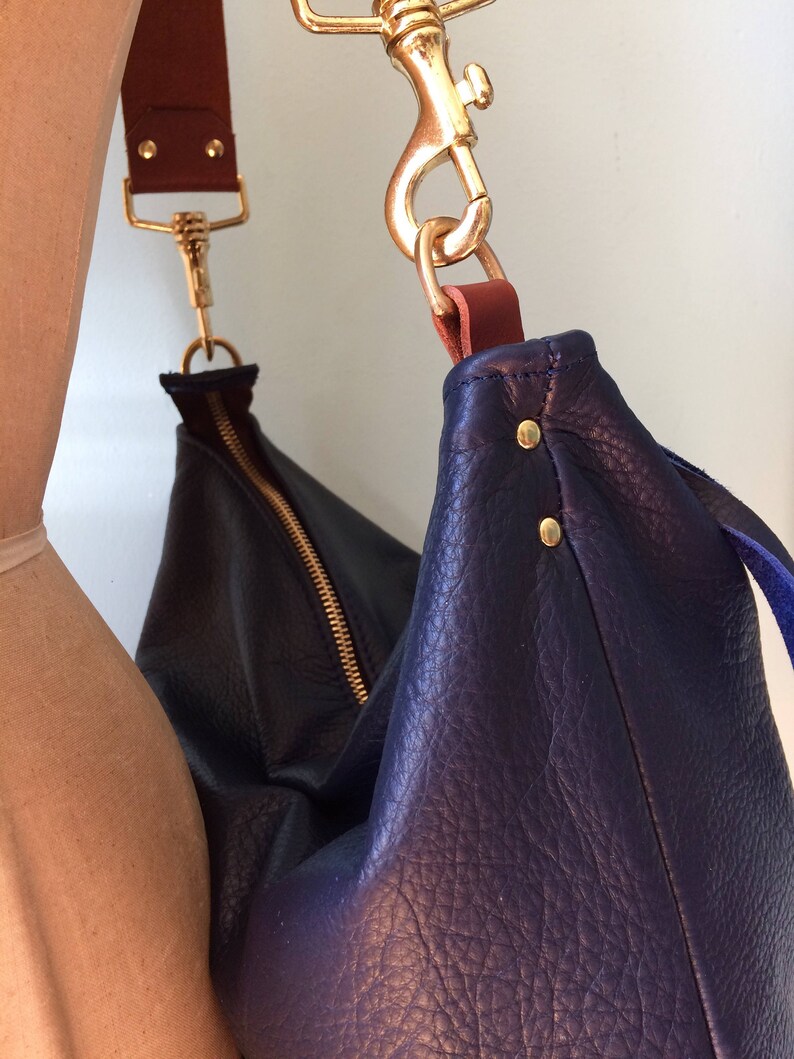 Navy leather Beryl bucket bag dark blue bucket handbag blue Etsy