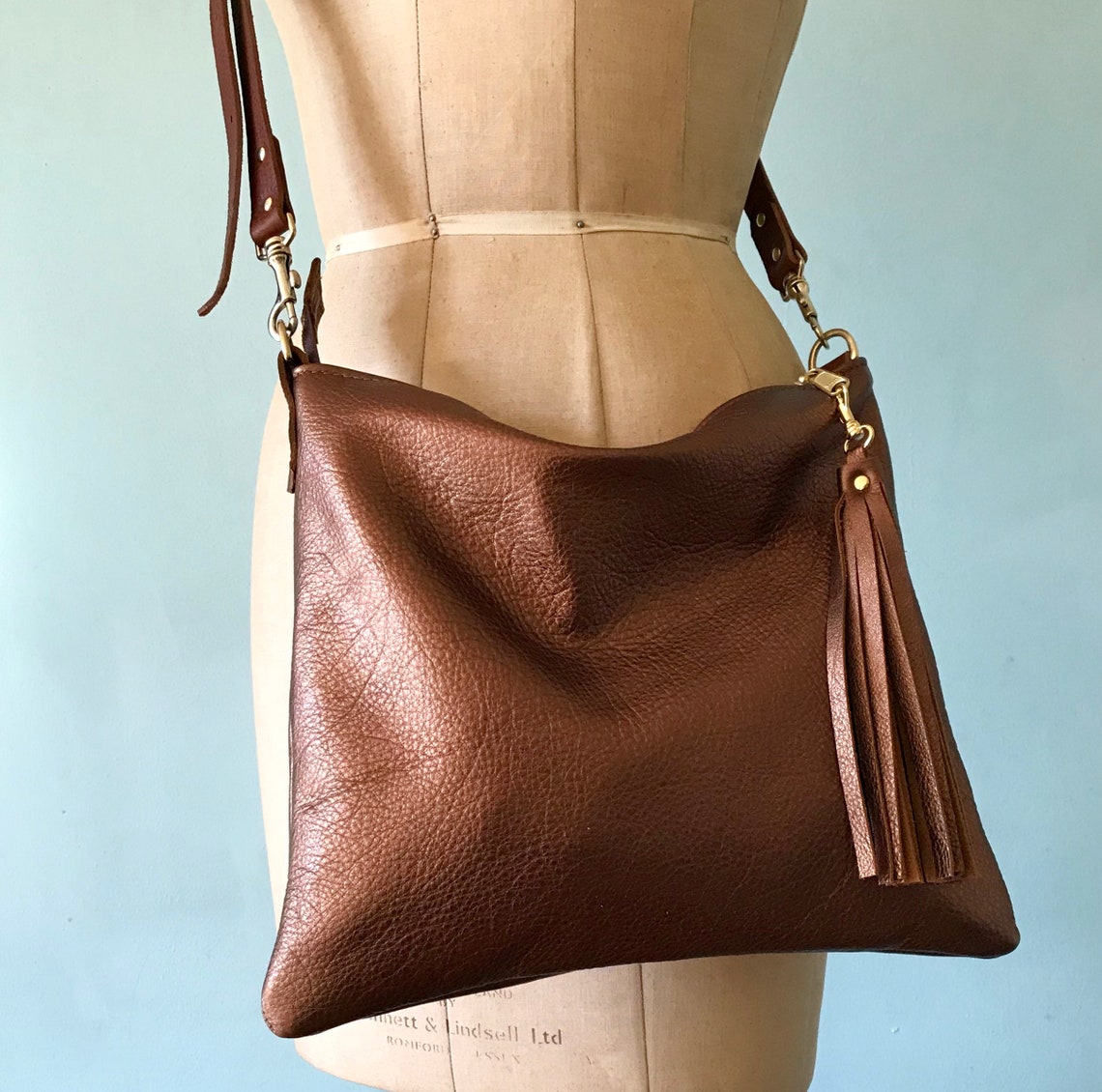 Bronze leather bag metallic copper leather handbag bronze Etsy