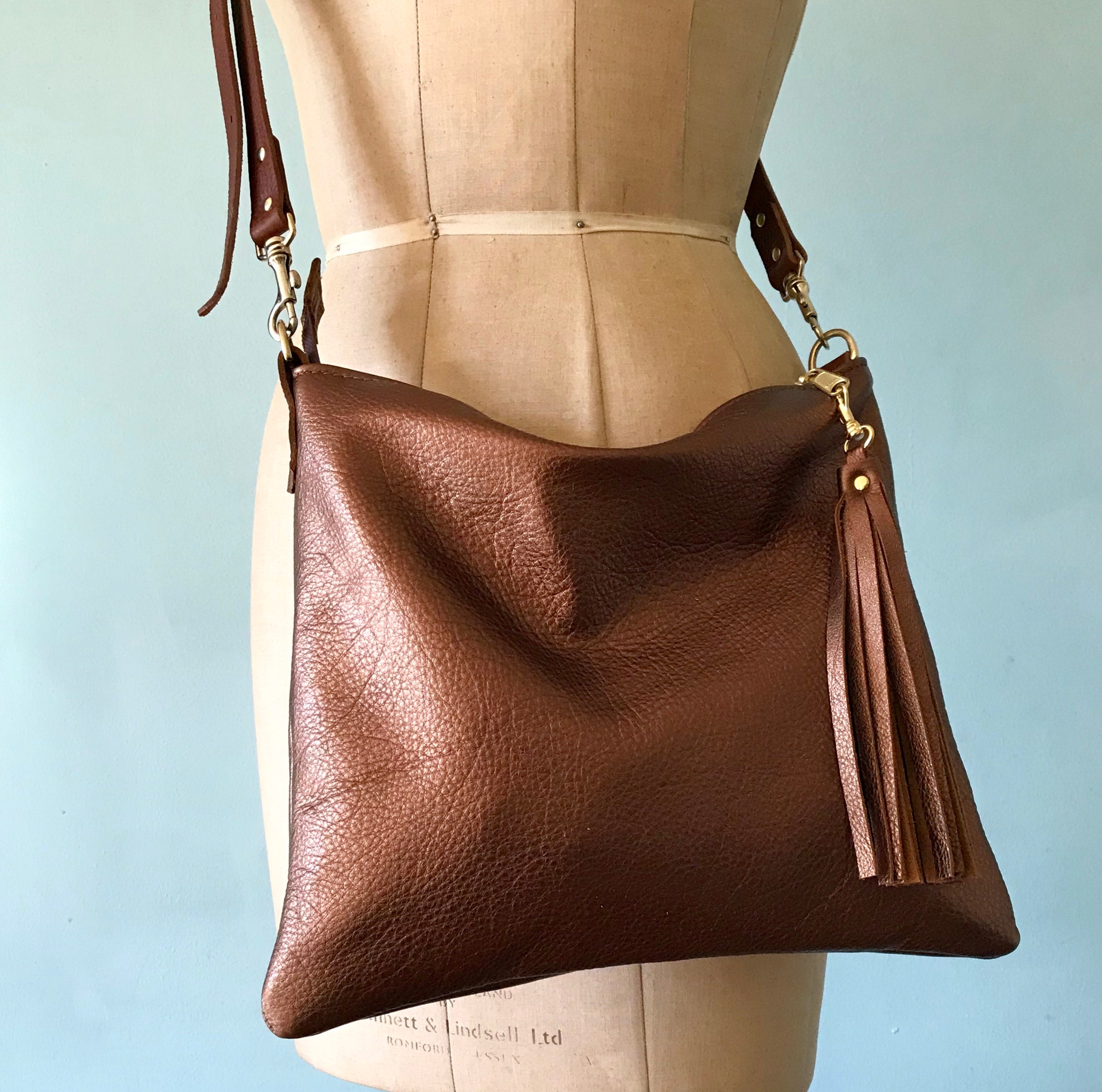 bronze leather bag