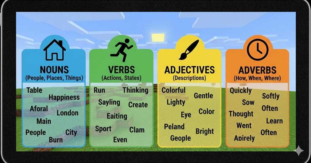 Minecraft English Display | Writing Support Poster | Sentence Starters ...